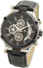 Salvatore Marra SM-181 Hombres Cronógrafo Negro Dial Negro Cuero Rosa Oro 100...