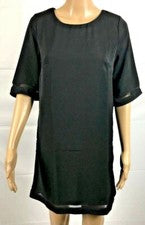 Vestido Camiseta Ejecutivo Ponies Manga Corta Cuello Redondo Borde Transparente Negro Para Mujer S
