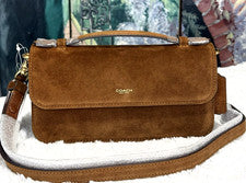 Nuevo con etiquetas Bolso Bandolera Coach Elora con Asa Superior de Hombro CCY31 en CÁLIDA CEJA Gamuza Latón