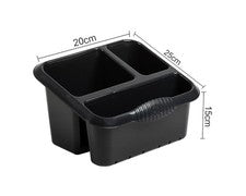 Escurridor de fregadero grande de plástico de 3 compartimentos ordenado soporte para utensilios cocina Reino Unido