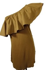 Vestido para mujer A New Day marrón con un hombro con volantes sin mangas talla M