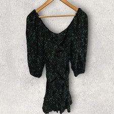 Vestido ceñido al cuerpo Valija de manga larga con hombros descubiertos verde negro talla pequeña