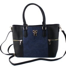 Bolso de mano de moda para mujer con acento negro/azul