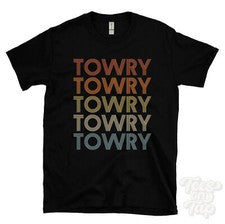 CAMISETA ESTILO RETRO REPETIDA TOWRY para hombre y mujer novedad genial nombre regalo