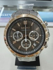 Reloj cronógrafo para hombre Seiko SBTR026 esfera gris oro rosa acero inoxidable 100 m