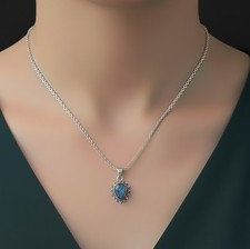 Collar colgante de plata de ley 925 con corte de pera de labradorita natural joyería regalo