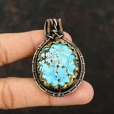 Joyería Turquesa Tibetana Cobre Regalo San Valentín Alambre Envuelto Colgante 2.36"