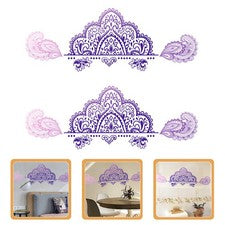 2 Piezas Calcomanías de Pared Mandala Grandes PVC Púrpura Reutilizables Decoración de Pared para Sala de Estar