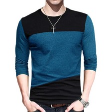Camiseta de moda clásica informal ajustada de manga larga para hombre