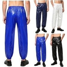 Hombres Pantalones Brillantes Pantalones de Paracaídas Puños Elásticos Pantalones Estilo Jogger Ropa de Calle