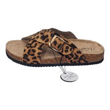 Sandalias para mujer New look ajuste ancho piedra imitación gamuza estampado leopardo correa cruzada