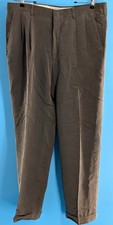 Pantalones Haggar Negro Relleno Micro Clásico Calce Americano Plisado Puños W36L30 Nuevos con Etiquetas