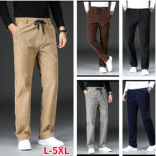 Hombres Pantalones de Pana Pantalones Informales Cordón Pierna Recta Moda Formal