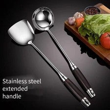 Juego de utensilios de cocina acero inoxidable madera resistente al calor cuchara de cocina herramientas