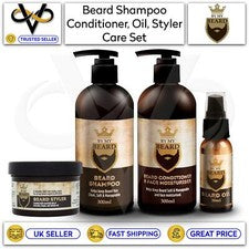 By My Beard Care Set Champú, Acondicionador e Hidratante, Aceite, Styler Cabello Facial