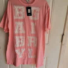 Mujer Moda Nova Manga Corta Mini Vestido Camiseta Bebé Niña Estampado Rosa
