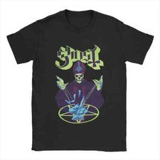 Camiseta Ghost Band Hombres Algodón Puro Moda para Hombre Camisetas Cuello Redondo Camisetas Cortas