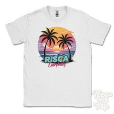 CAMISETA RISCA CAERPHILLY - Retro Estilo Miami Divertida Parodia de Verano Reino Unido