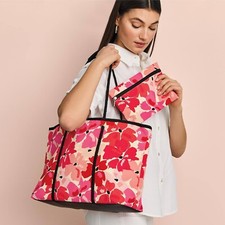 Avon Día de la Madre Estampado de Amapola TOTE Y BOLSA DE ACCESORIOS ~ NUEVO EN PAQUETE ~ SE ENVÍA RÁPIDO AL DÍA SIGUIEN