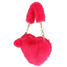 1 pieza elegante bolso de felpa en forma de corazón bolso de mano peludo para invierno otoño ropa