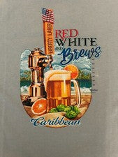 Camiseta de manga corta Caribbean para hombre, talla XLT, 2XT, tropical, cerveza, playa, bandera nueva con etiquetas