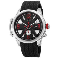 Reloj de cuarzo Joshua & Sons JX101SSB para hombre con correa de poliuretano de dos zonas horarias