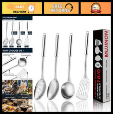 Juego de utensilios de cocina de acero inoxidable - ergonómico, apto para lavavajillas, juego de 4 piezas