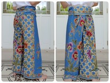 Pantalones de pescador tailandés en algodón estampado batik, pantalones informales, ropa de salón