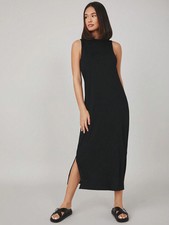 Vestido largo de mujer liso con dobladillo ranurado