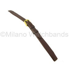 Correa de reloj Hirsch de 8 mm de cuero genuino de calidad marrón de becerro plana con extremo abierto para damas