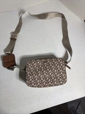 Bolso de hombro DKNY para mujer beige/marrón firma de lona recubierta - ¡NUEVO SIN ETIQUETAS!