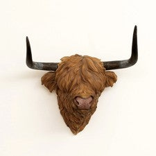 Resina Highland Cabeza de Vaca Decoración de Pared Rústica Granja Animal Busto Hogar Escultura