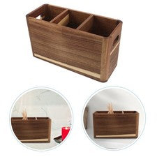 Soporte de utensilios de cocina de madera para mostrador de cocina con organizador de 3 compartimentos