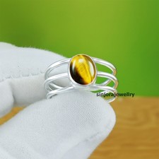 Anillo de regalo hecho a mano de plata esterlina 925 con piedras preciosas ojo de tigre talla 5 a 13 de EE. UU.
