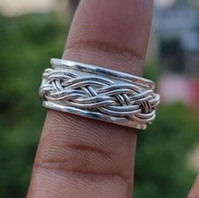 Anillo giratorio sólido de plata de ley 925 anillo hecho a mano anillo todas las tallas SSS-6