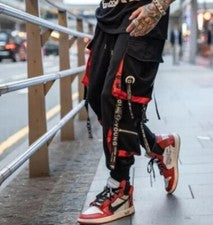 Pantalones de skater para hombre FOREVER YOUNG ropa de calle pantalones cargo con correas XL