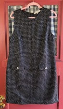 Vestido LOFT Para Mujer Clásico Negro Estampado Cruzado Sin Mangas Talla 10 Nuevo Con Etiquetas