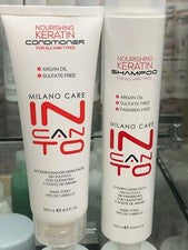 CHAMPÚ Y ACONDICIONADOR NUTRITIVO DE QUERATINA MILANO CARE con aceite de argán