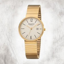 Regent Metal Reloj Hombre F-1201 Analógico Reloj de Pulsera Plata Correa de Tiro URF1201