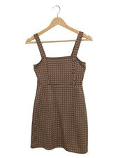 Vestido casual Pull&Bear talla 34 marrón botones a cuadros