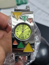 Reloj brazalete de cuarzo multicolor tono plata para dama-d2747silgrn