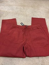 Only NY Hombres Talla XL X-Grande Pantalones Informales Estilo Chino Algodón Sarga Rojo Borgoña
