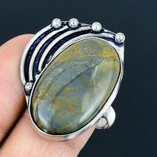 Anillo de joyería de plata esterlina 925 hecho a mano con piedras preciosas...
