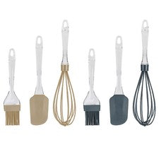 Utensilio de cocina de silicona 3 piezas batidor de cocina cepillo espátula hornear mango de plástico