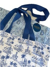 LOTE x 2 Nuevo Bolso de Mano HARPER de Lona Reutilizable Azul Veleros Costeros + Pavos Real 🦚
