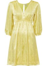 Nuevo Vestido de Satén Estampado Floral T. 44 Limón Claro Vestido Corto de Cóctel