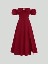 Maxivestido de mujer color borgoña con tirantes