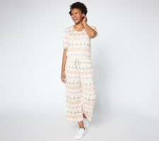 Vestido para mujer Muk Luks talla grande 1X Dream Cloud manga codo beige oscuro A698310