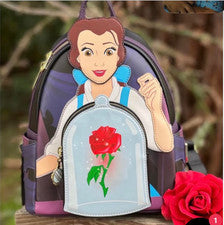 EXCLUSIVA Mochila Loungefly Disney Bella Bestia Rosa Encantada Nueva con Etiquetas + Difícil de Encontrar