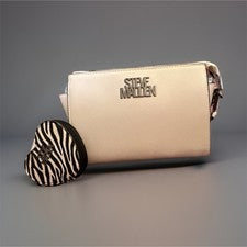 Bolso de hombro Steve Madden para mujer con guijarros beige monedero estampado animal